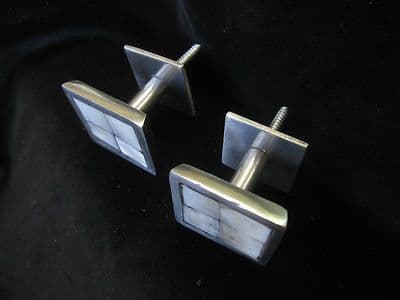 2 Mother of pearl square curtain tassel hooks NOT HOLDBACKS but small wall hook 